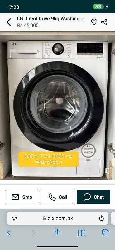 LG Direct drive 9kg washing O3O4 _O79_O437 my WhatsApp n 0