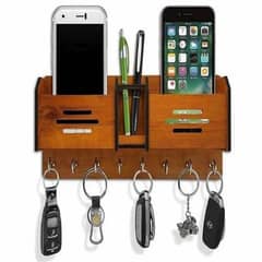 Stylish Brown MDF Wood Mobile & Key Holder 1 Pc. . . Free delivery