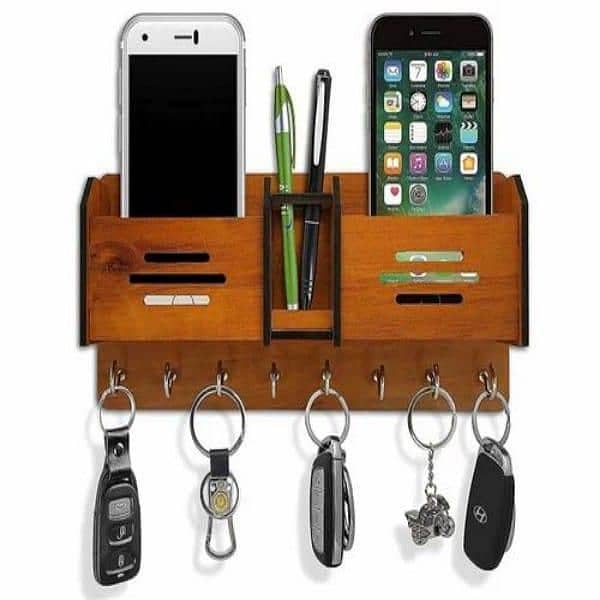 Stylish Brown MDF Wood Mobile & Key Holder 1 Pc. . . Free delivery 0