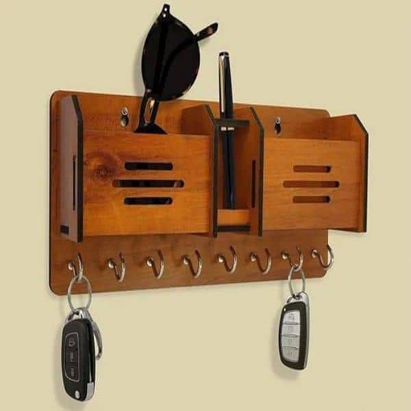 Stylish Brown MDF Wood Mobile & Key Holder 1 Pc. . . Free delivery 1