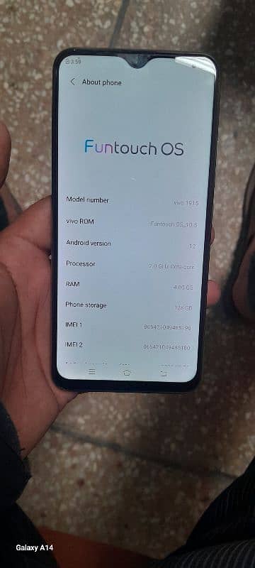 Vivo y19 4gb Ram and 128 GB Rom fast chargeing 4