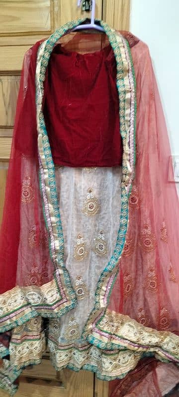 One time Off white & red weeding wear lehnga choli 5