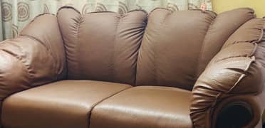 sofa set in brown leather