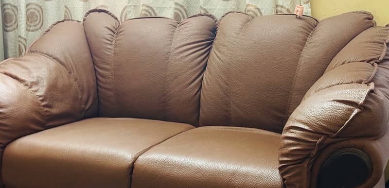 sofa set in brown leather 0