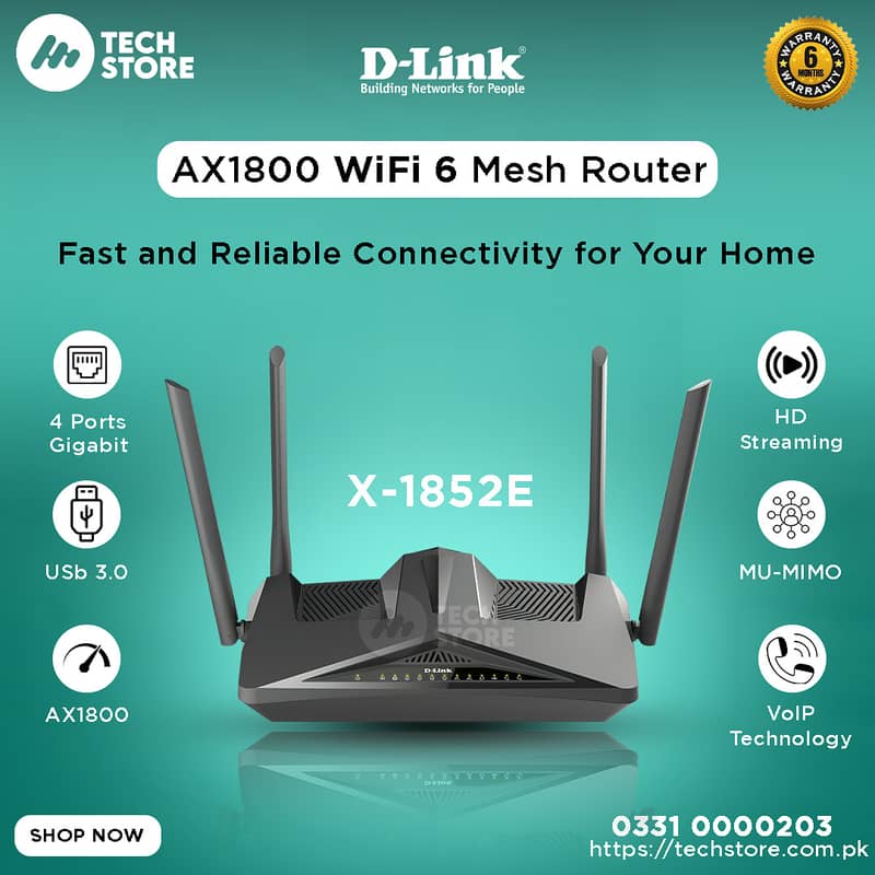 Dlink X1852E Wi-Fi 6 Dual Band Gaming Router Ax1800 (Branded Used) 0