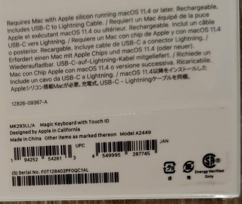 MK293LL//A Apple Magic keyboard Model A2449 Brand New Box Pack 5