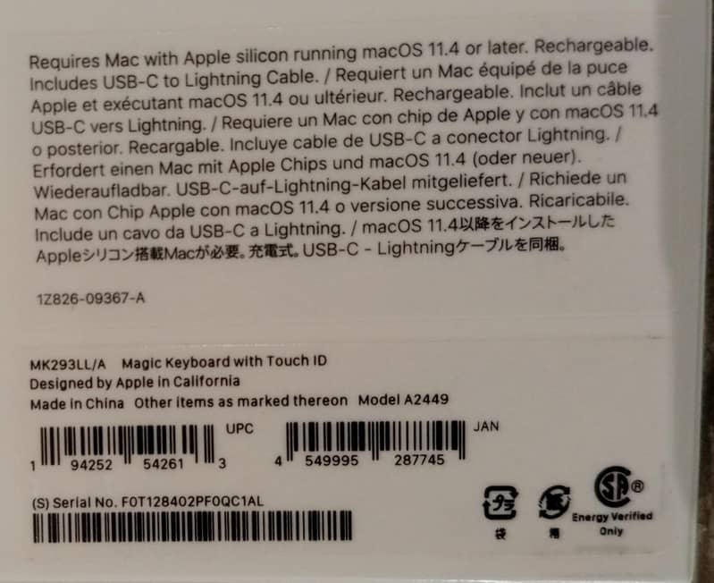 MK293LL//A Apple Magic keyboard Model A2449 Brand New Box Pack 6