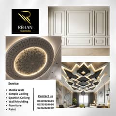 False Ceiling/Gypsum Ceiling/PVC Ceiling/wall moulding/Media Walli