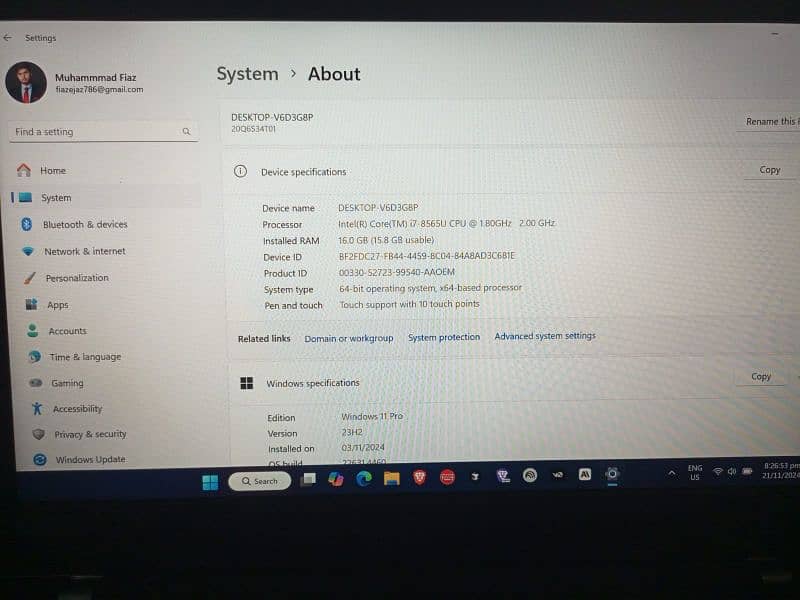 Lenovo Thinkpad l490 core i7 8gen 16gb ram 256gb rom 1