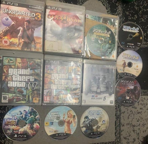 PS3 games CDs availables GTA V & Uncharted 3, & Call of duty MW2 0