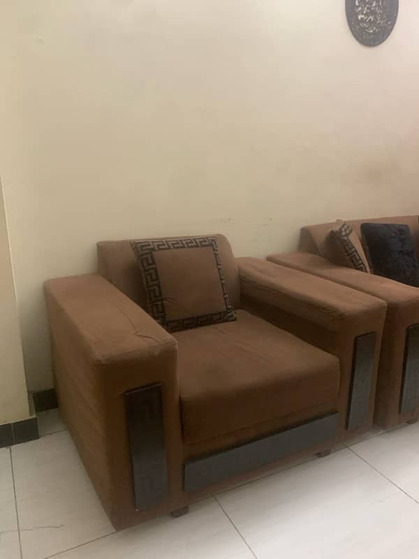 6 seater sofa set brown color 1