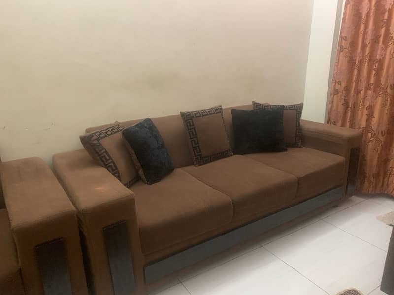 6 seater sofa set brown color 2