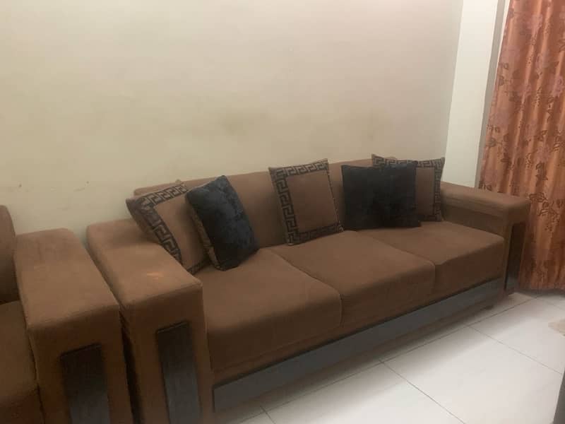 6 seater sofa set brown color 3