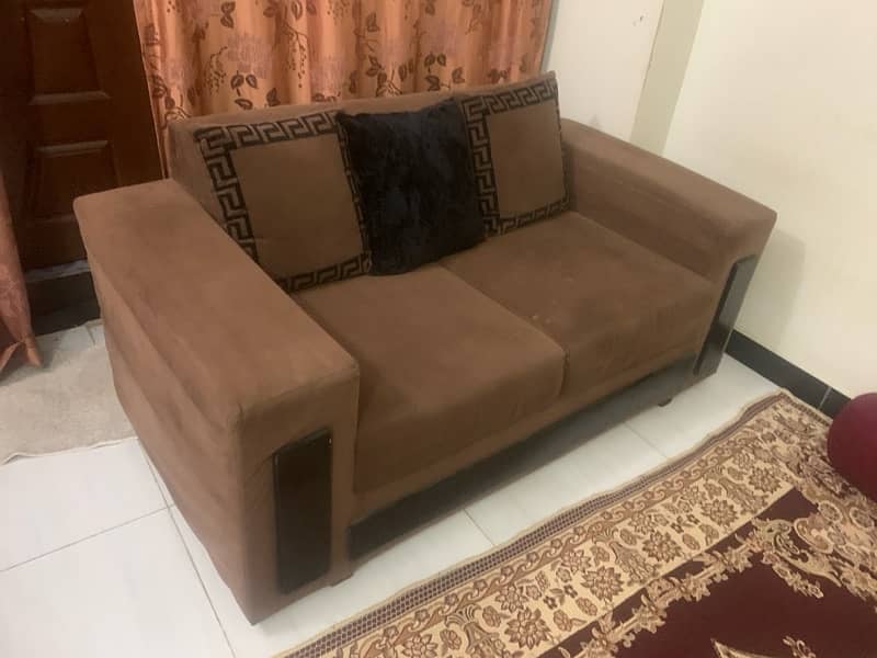 6 seater sofa set brown color 5