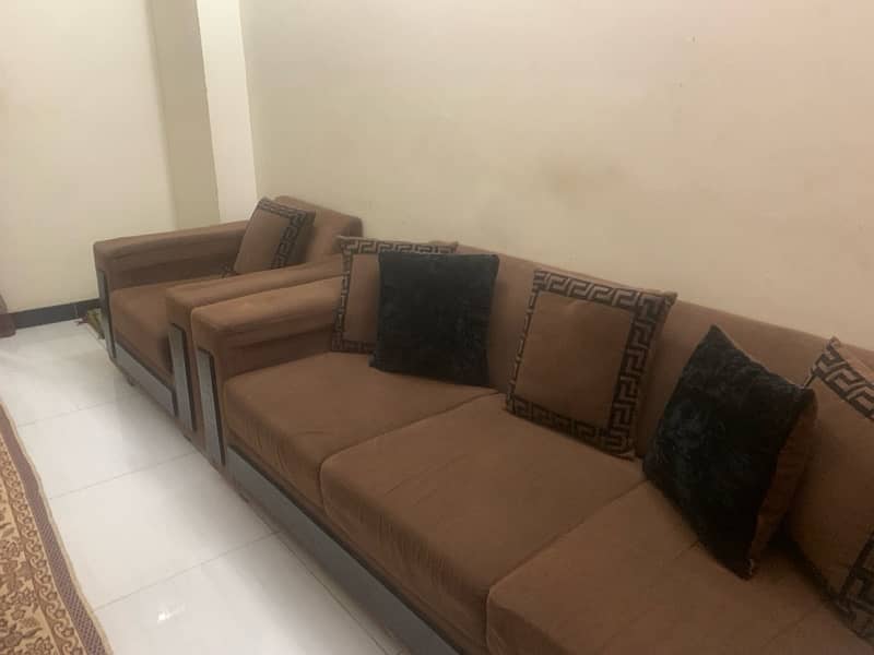 6 seater sofa set brown color 8