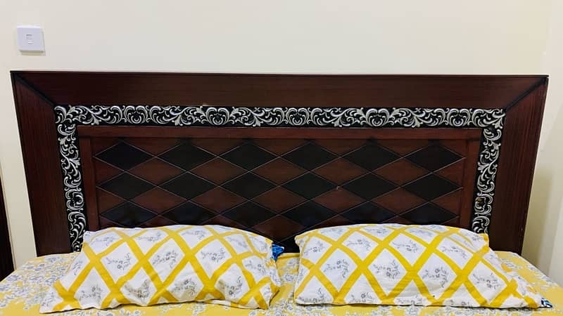 Wooden Double Bed with mattress for sale 1