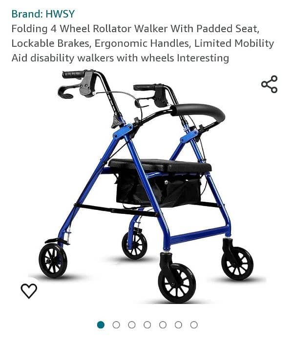 FOLDING 4 WHEEL ROLLATOR WALKER  WITH PADDED SEAT NEW UNTOUCHED 12