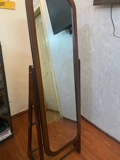 long length mirror with wood outline