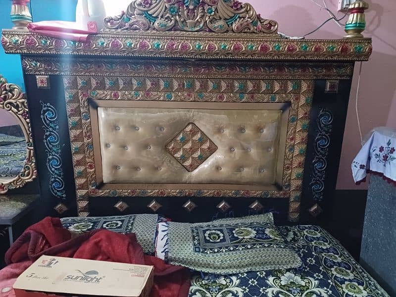 Double king bed brand new with amazing side tables and iron stand 0