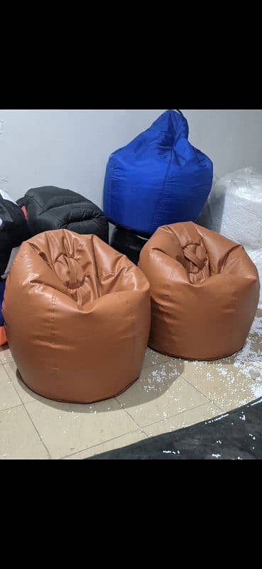 Puffy leatherite bean bag sofas 2