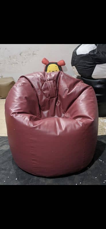 Puffy leatherite bean bag sofas 4