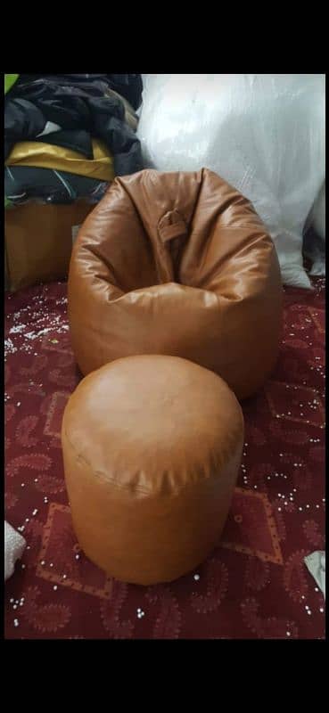 Puffy leatherite bean bag sofas 5