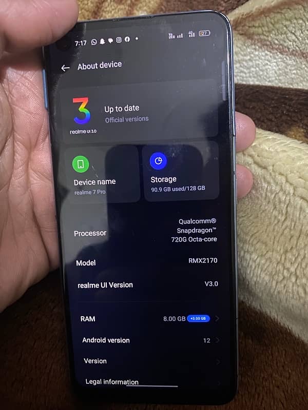 REALME 7 PRO, 12 GB RAM, 128GB STORAGE, 4500 MAH BATTERY, DUAL SIM PTA 0