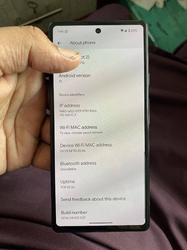 Google pixel 6a official PTA Approved dual sim condition saf ha 5