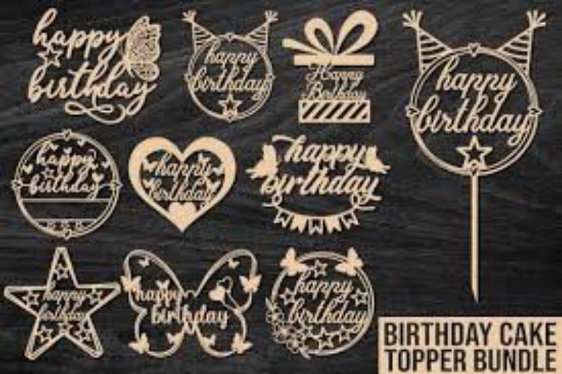 Laser Cut Customized Cake Toppers, stencils & Acrylic stamps 0