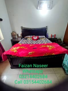 Bed set / wooden Bed set with side table & Dressing table