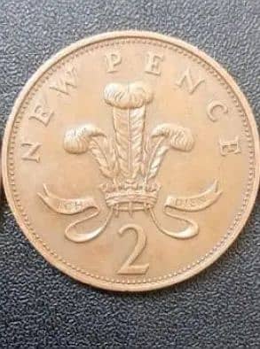 British coin 2 pence in 1971 Elizabeth rear coin 1