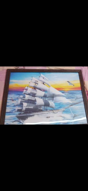 3D wall painting with wood frame 0