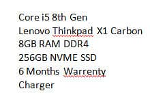 Lenovo Laptop Core i5 8th Gen Lenovo Thinkpad X1 Carbon Quad Core 3