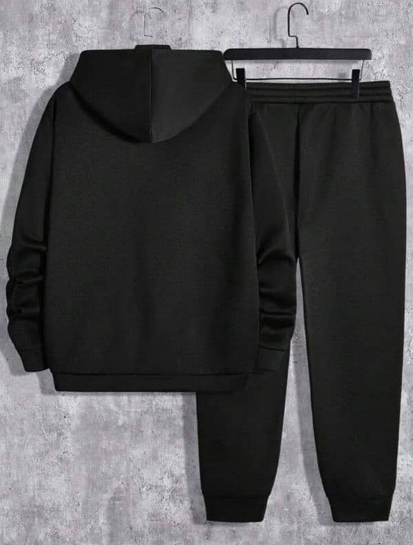 Men's Black Printed Fleece Hoodie Tracksuit Free Delivery! 1