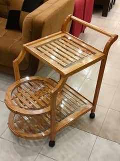 beech wood goll bagi tea trolley