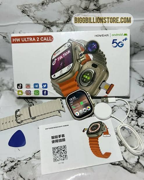 Hw ultra 2 call 5g sim watch with  3 strip phone num 03137825176 0