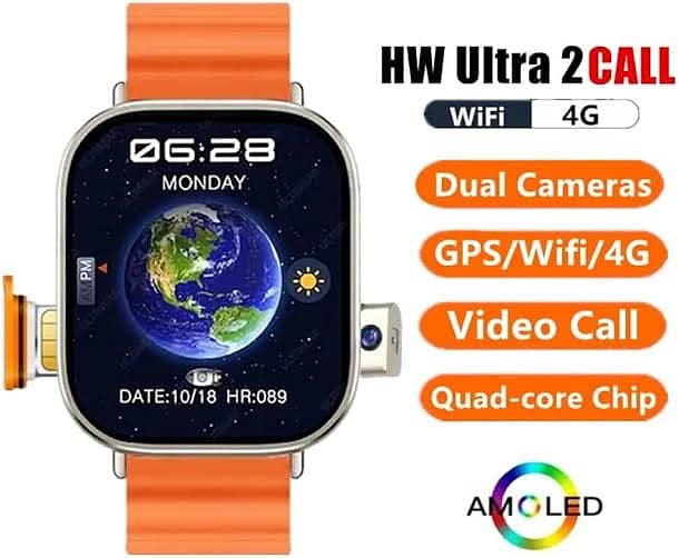 Hw ultra 2 call 5g sim watch with  3 strip phone num 03137825176 1