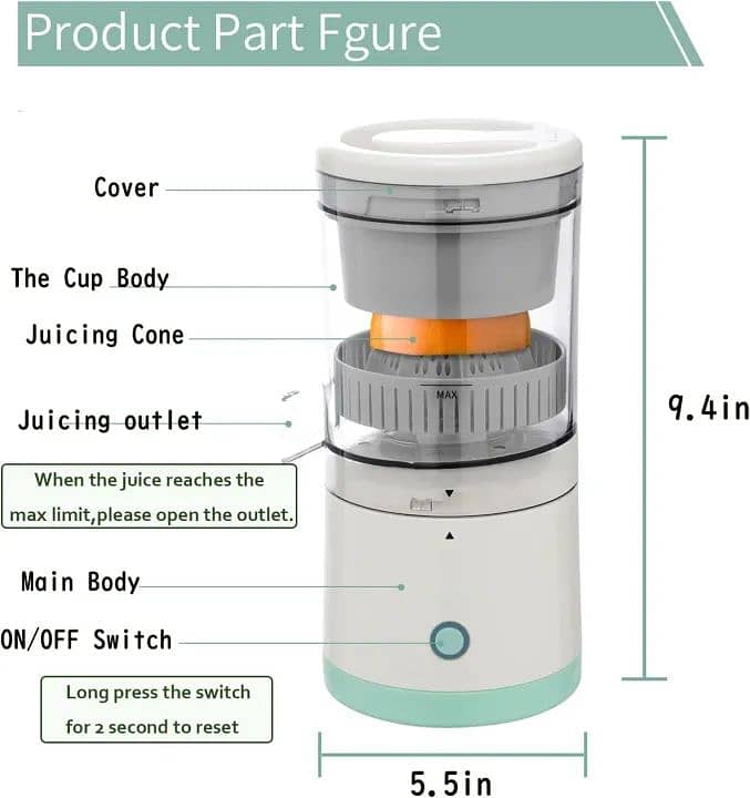 Juicer Machines Fruit Electric Orange Juicer Rechargable Citrus Juicer 6