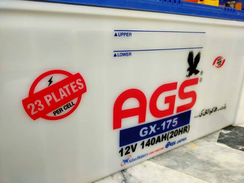 AGS GX175 battery 140 ampers batter then Exide Osaka or tabular phonix 4