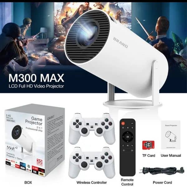 M300 Max gaming 4K Android 11 Projector 1080P 300ANSI BT5.0 Wifi6 0