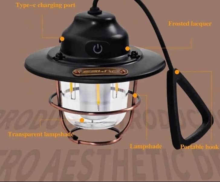 LED camping lantern 200LM Rechargeble light Yellow 2