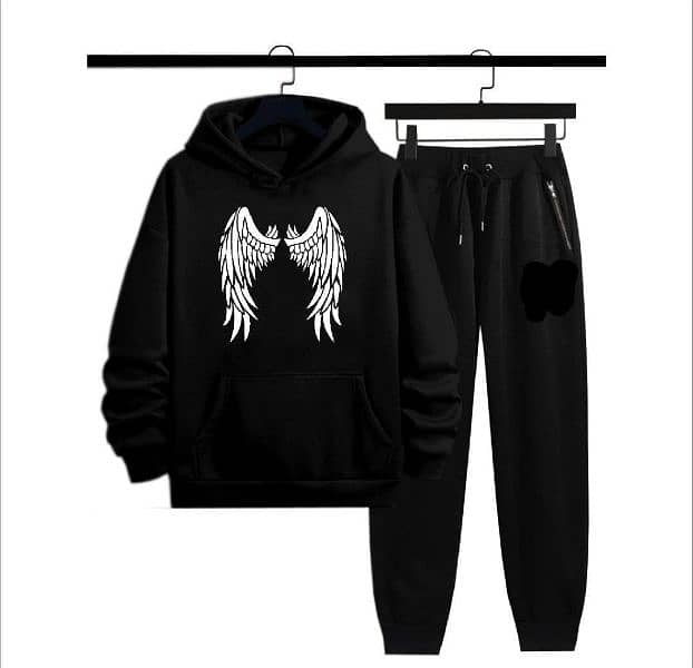 Men's Fleece Printed Hoodies 2 Pcs Tracksuit 0