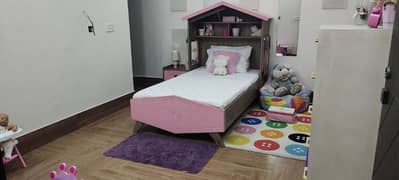 Kids designer bed with side table