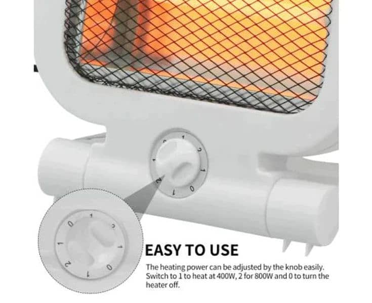 Electric Room Heater 400W/800W - 2 Halogen Heating Rods with Safety 6