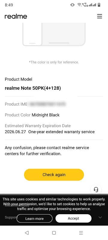 Realme note 50 4+4/128 midnight black colour 12