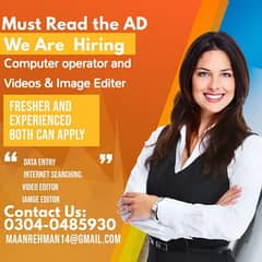 Females Staff Required/Video Editor/Computer Operator