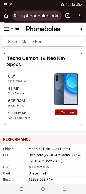 tecno cammon 19 neo 6+6/128 ram+rom 10by10 condition colour white 1