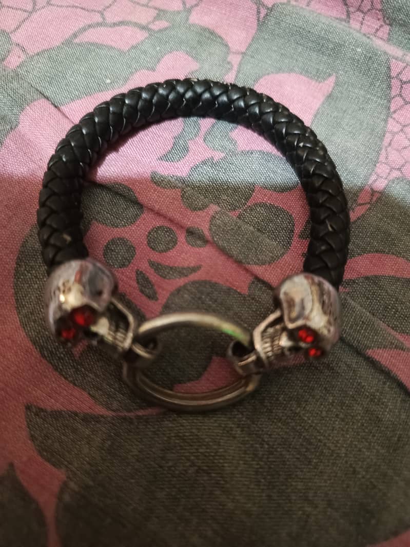 SKULL FACE BRACELLATE LETHER  IMPORTED 3