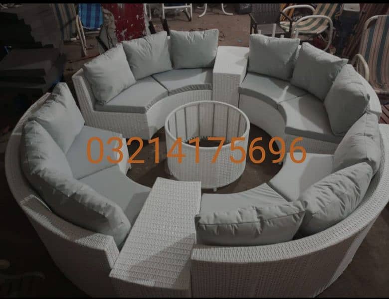 OUTDOOR GARDEN RATTAN UPVC FURNITURE SOFA SET CHAIRS TABLE UMBRELLA 15