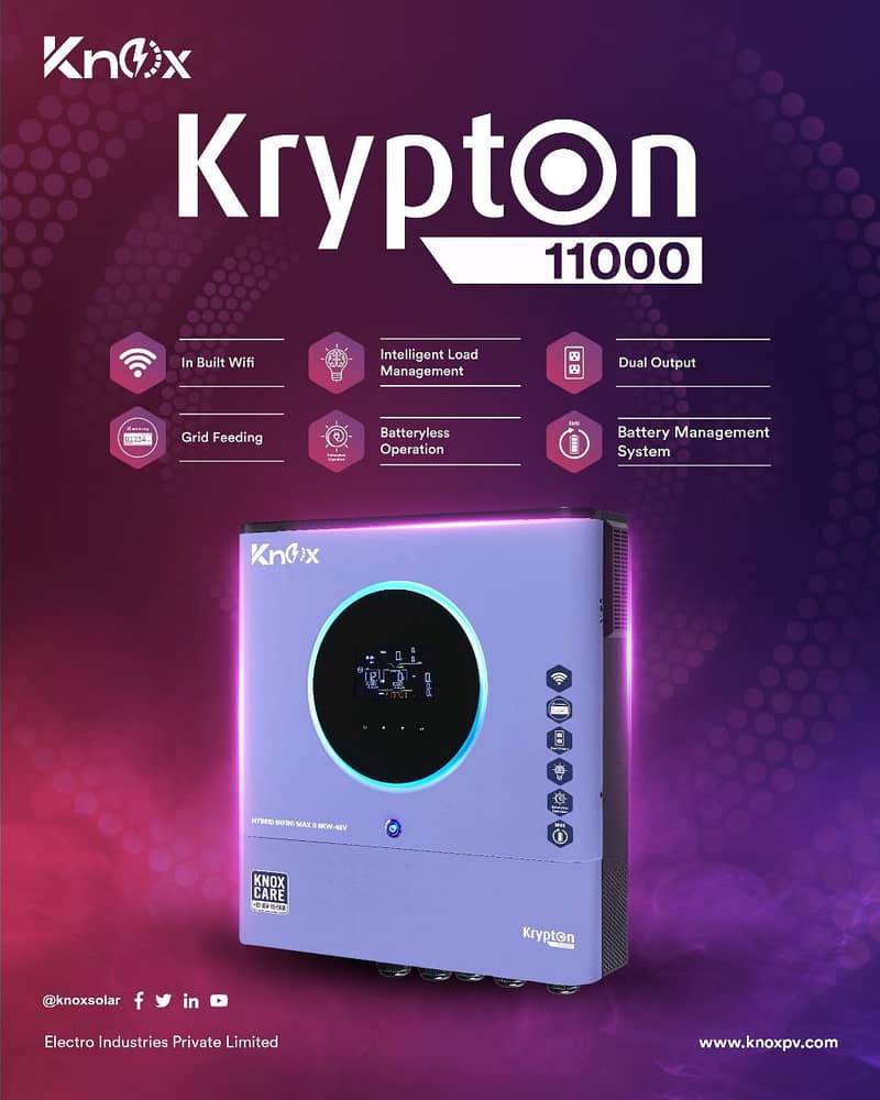 Knox Solar Hybrid Inverter Krypton Series 3,6kW 8000PV Wifi BMS Dual 1